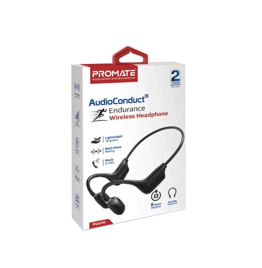 Promate Ripple, AudioConduct® Endurance Wireless Headphone, Black