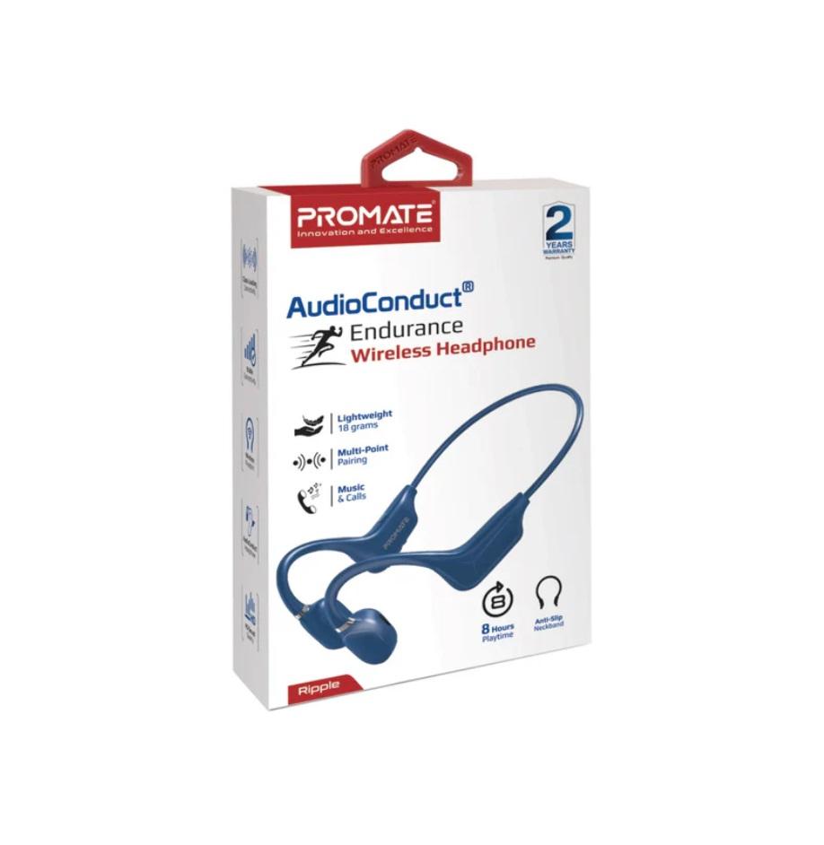 Promate Ripple, AudioConduct® Endurance Wireless Headphone, Blue