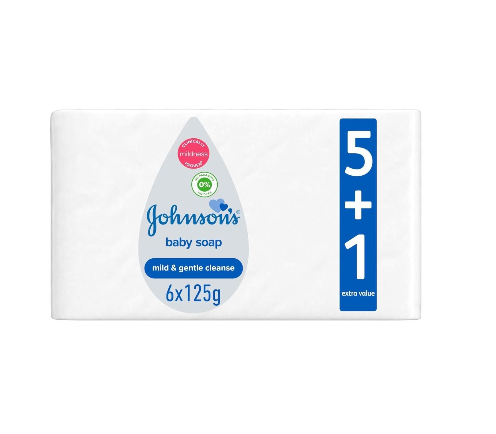 Johnson's Baby Soap, White  - 125g (5 + 1 Free)