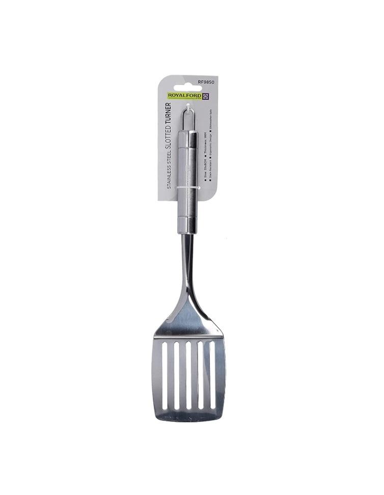 Royalford Stainless Steel Slotted Turner with Tube Handle, RF9850