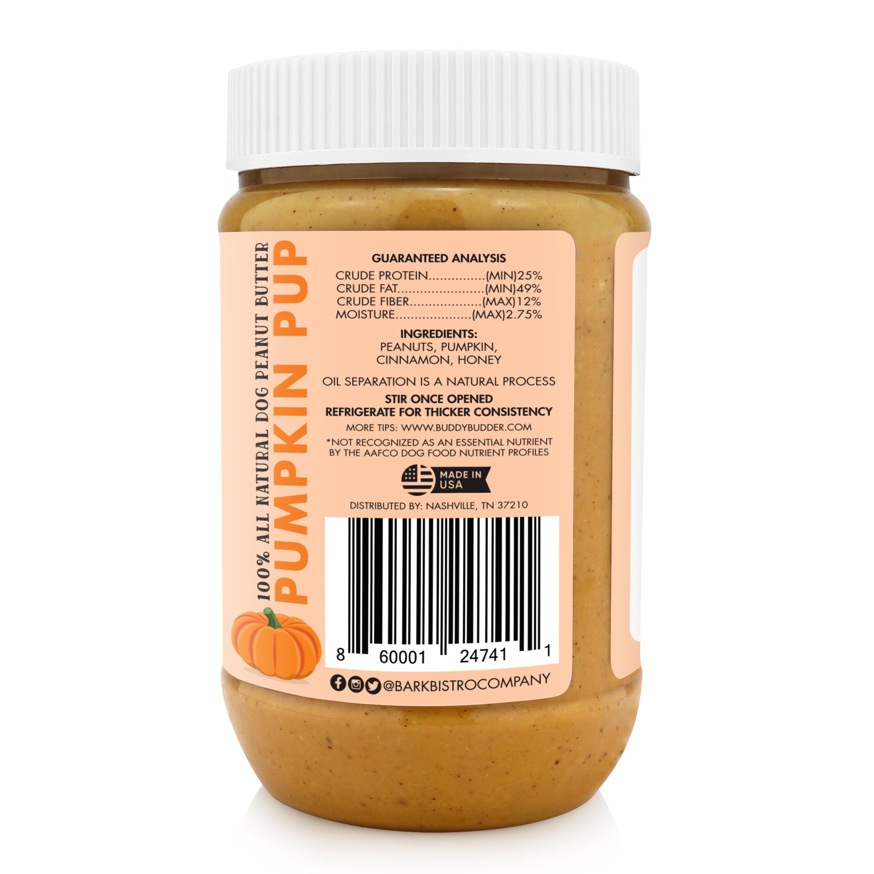 Bark Bistro, Pumpkin Pup Buddy Budder Dog Peanut Butter - 17 oz