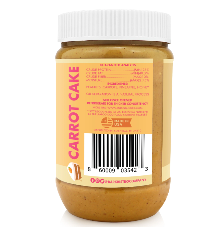 Bark Bistro, Carrot Cake Buddy Budder Dog Peanut Butter - 17 oz