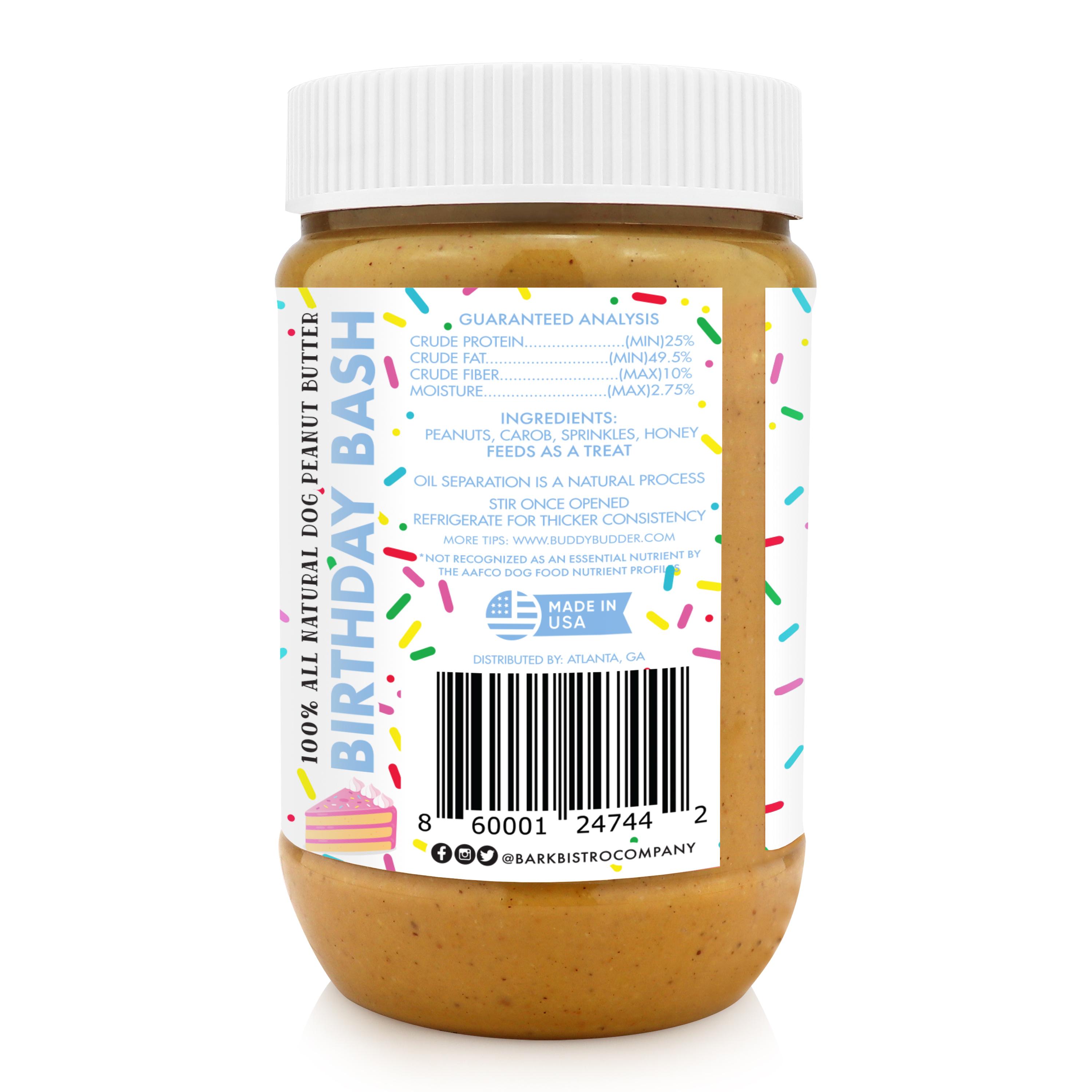 Bark Bistro, Birthday Bash Buddy Budder Dog Peanut Butter - 17 oz