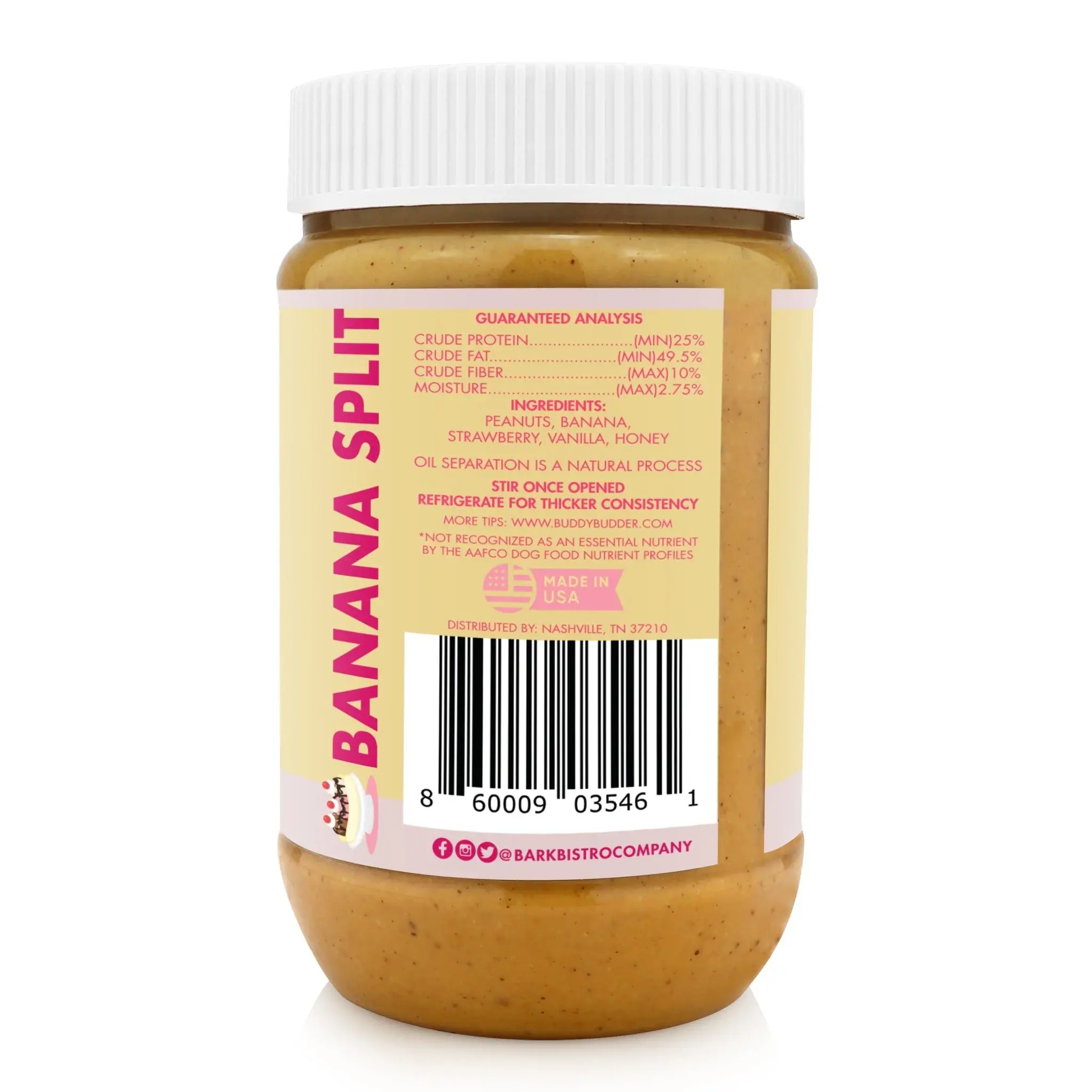 Bark Bistro, Banana Split Buddy Budder Dog Peanut Butter - 17 oz