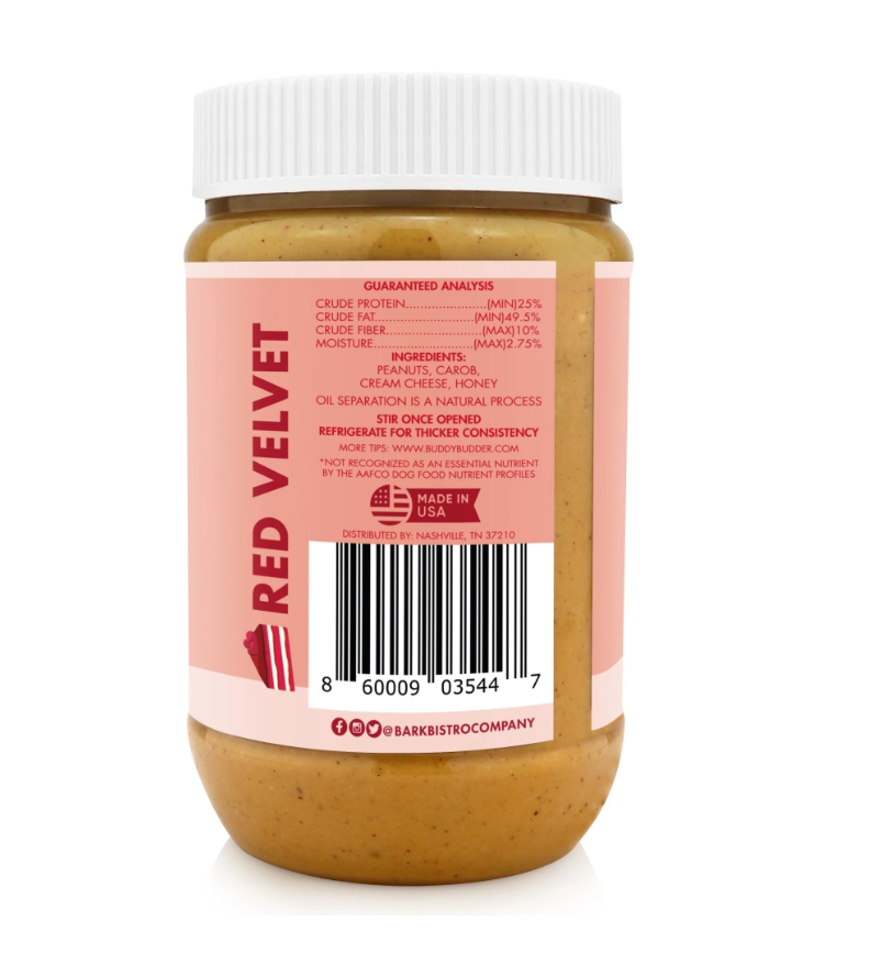 Bark Bistro, Red Velvet Buddy Budder Dog Peanut Butter - 17 oz