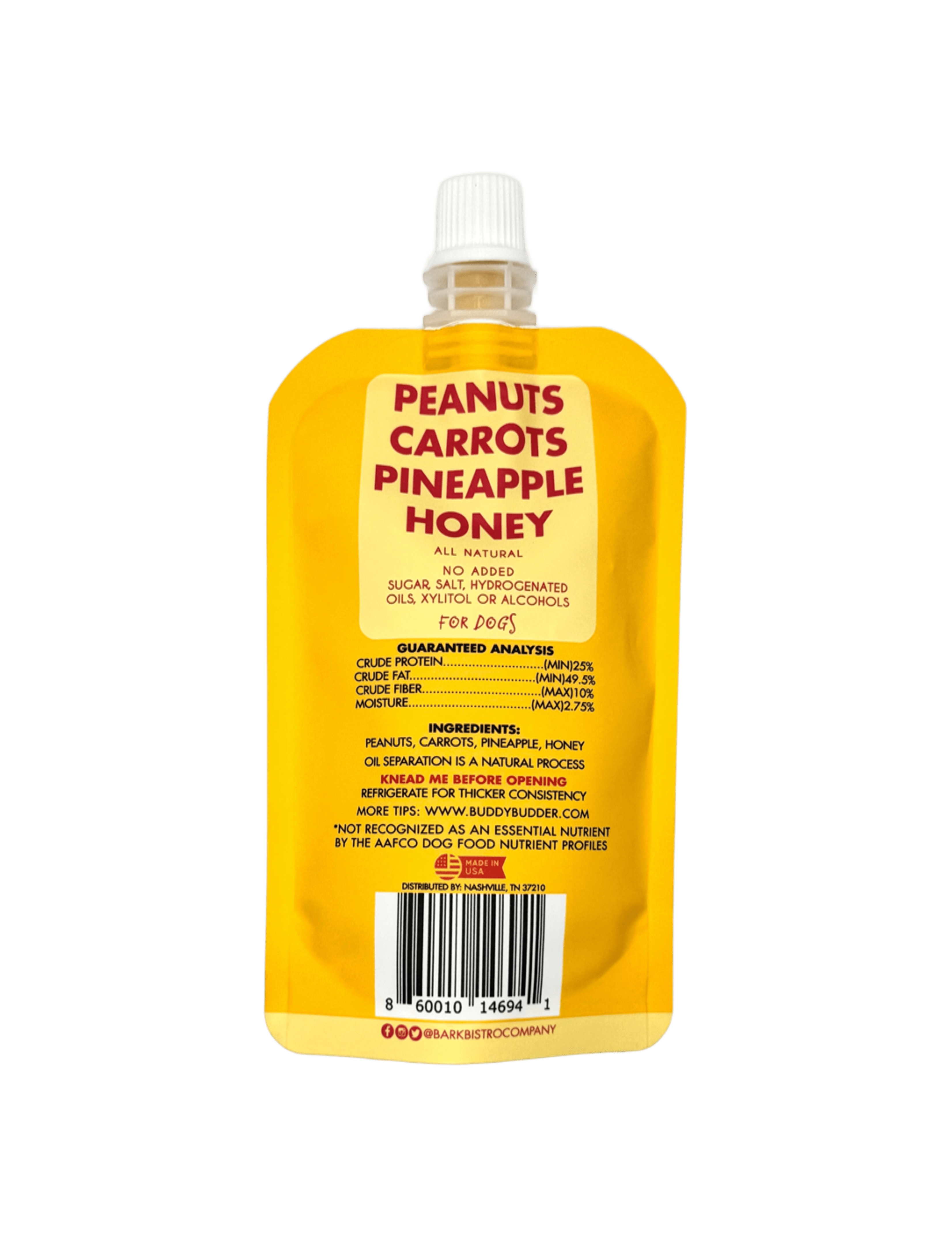 Bark Bistro, Carrot Cake Buddy Budder Squeeze Dog Peanut Butter - 4 oz