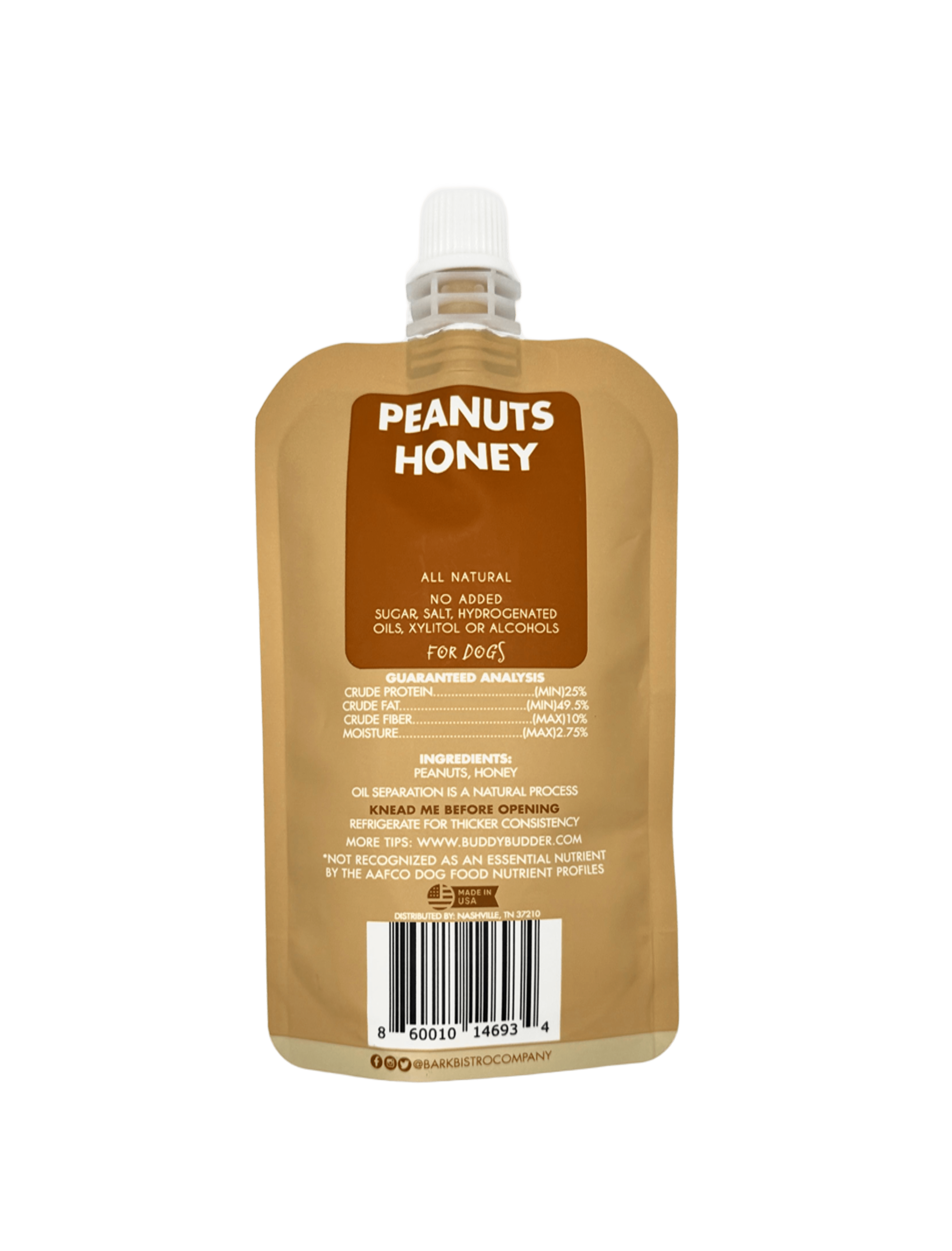 Bark Bistro, Ruff Ruff Raw Buddy Budder Squeeze Dog Peanut Butter - 4 oz