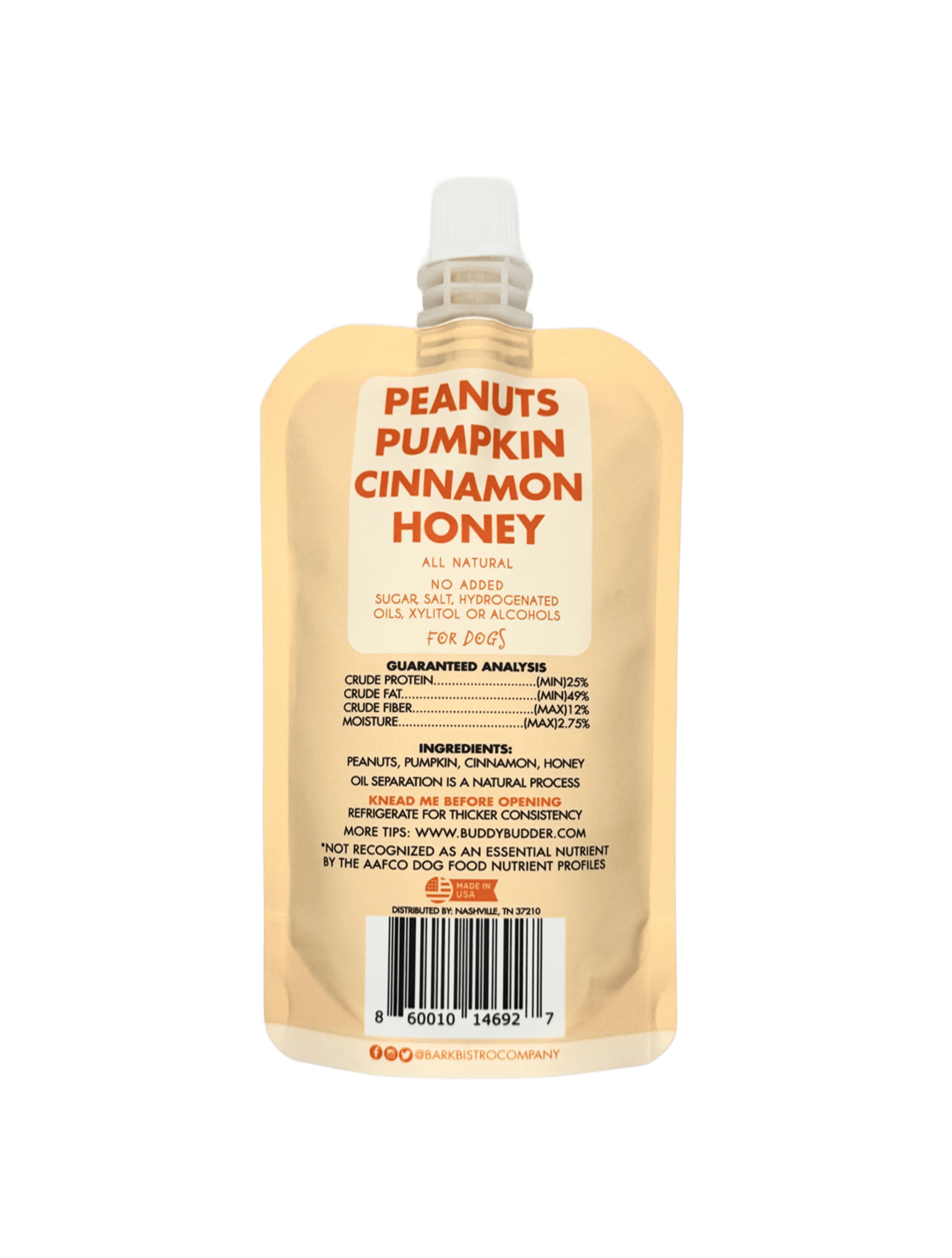 Bark Bistro, Pumpkin Pup Buddy Budder Squeeze Dog Peanut Butter - 4 oz