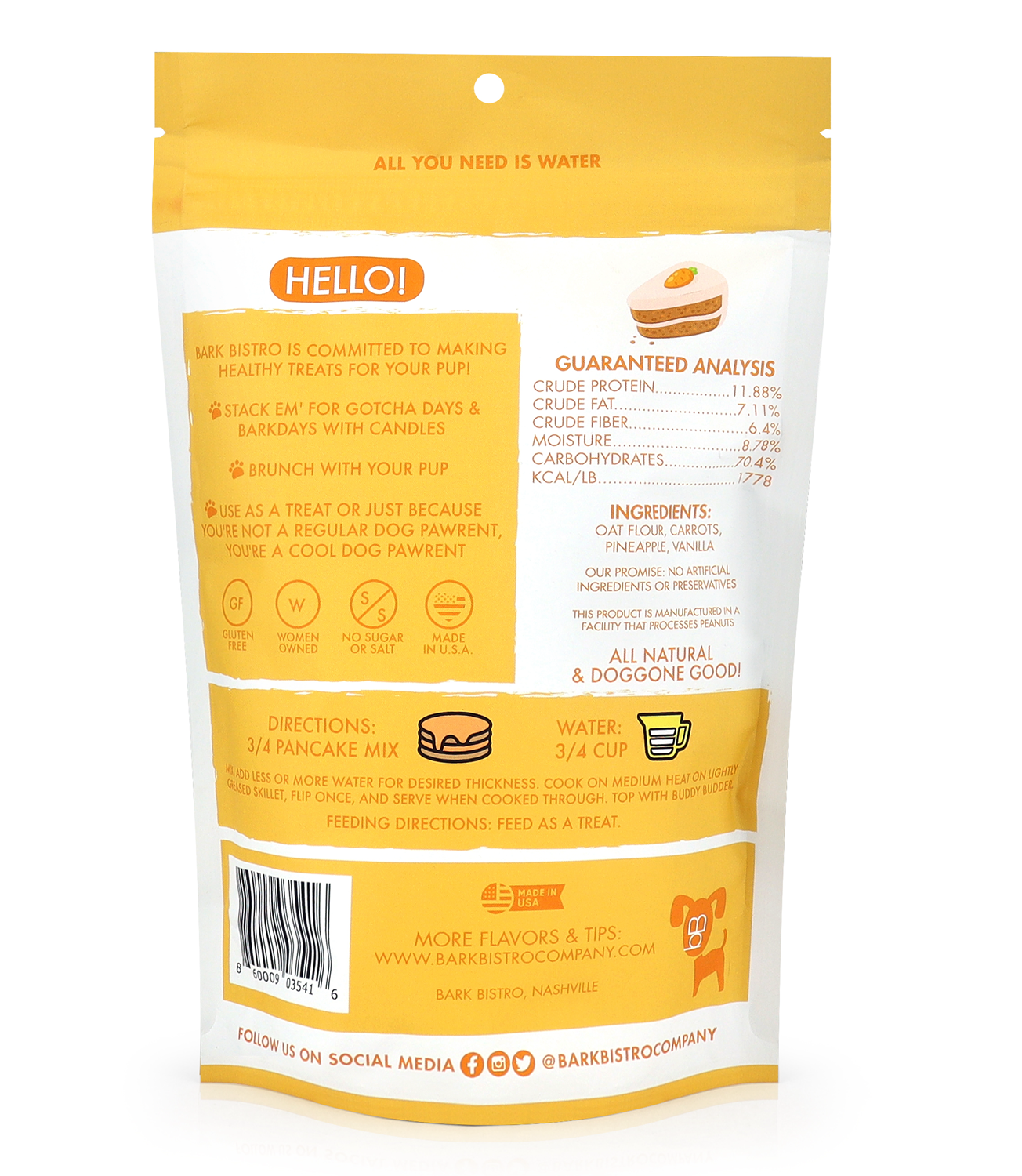 Bark Bistro, Carrot Cake Pooch Pancakes - 14 oz