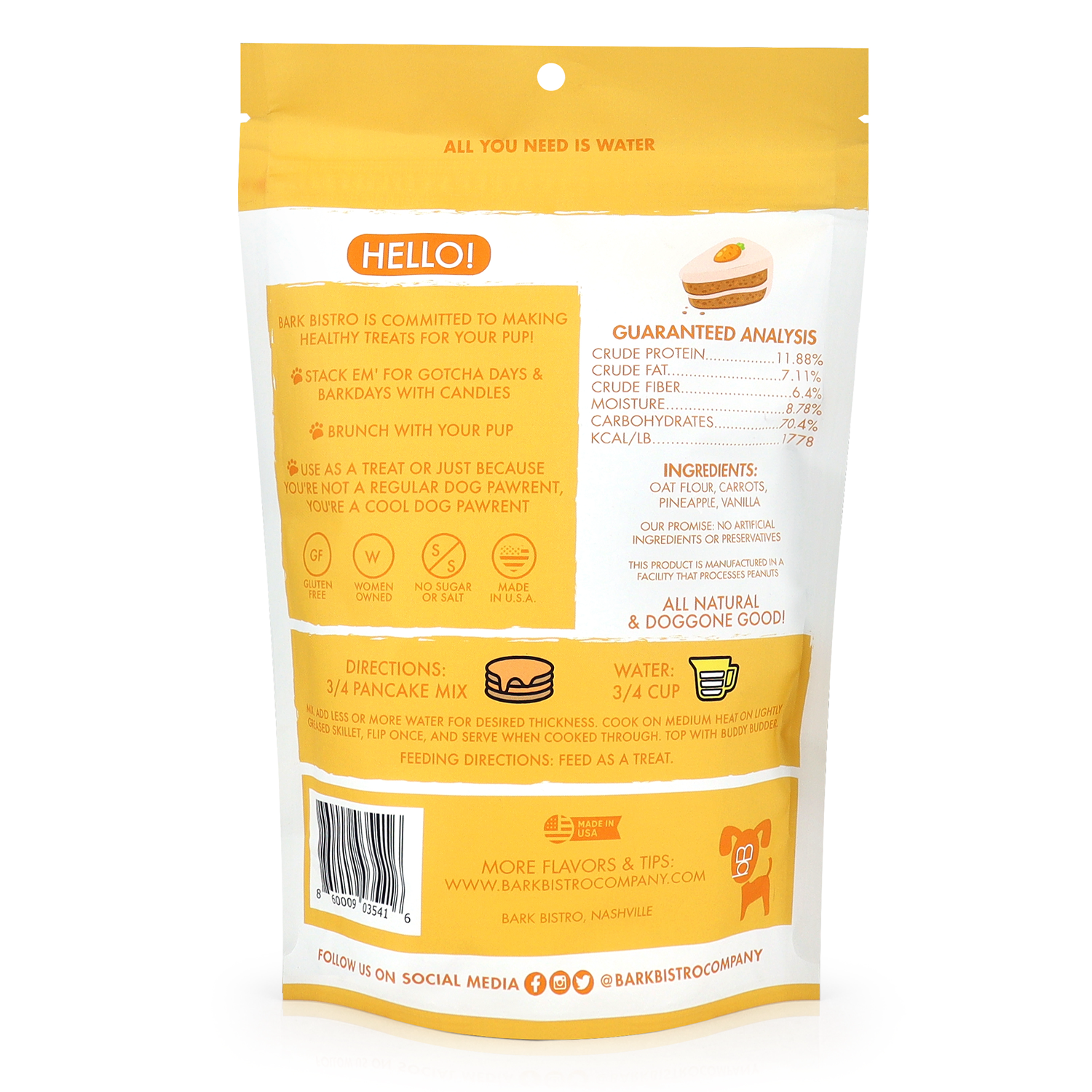 Bark Bistro, Carrot Cake Pooch Pancakes - 14 oz