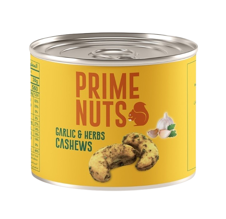 Prime Nuts, Garlic & Herb Cashew, Tin - 125g x 24