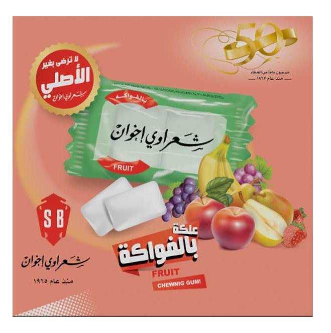 Sharawi Fruit Flavor Chewing Gum - 100 packets x 2 pcs