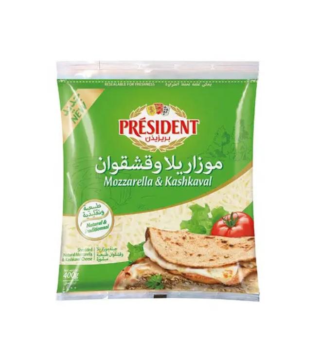 President Shredded Mozzarella & Kashkaval Cheese - 400g