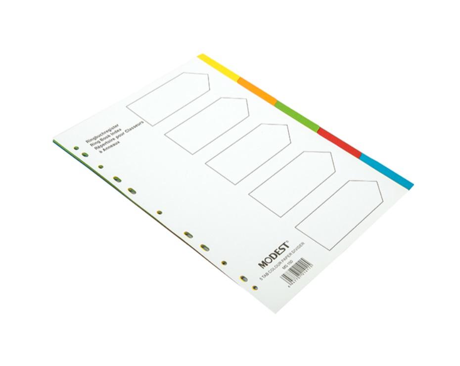 Divider 5 Color Tab, A4 - 50 Sets