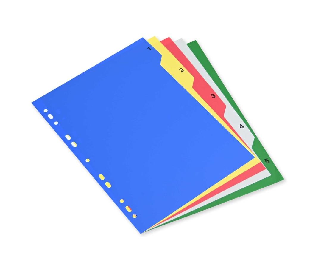 Divider 5 Color Tab, A4 - 50 Sets