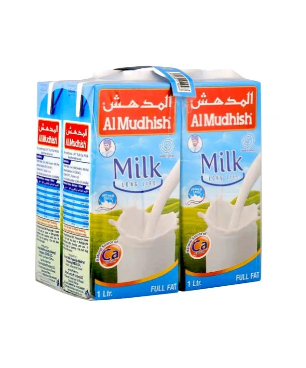 Al Mudhish UHT Full Fat Milk - 1 Liter (Pack of 4)