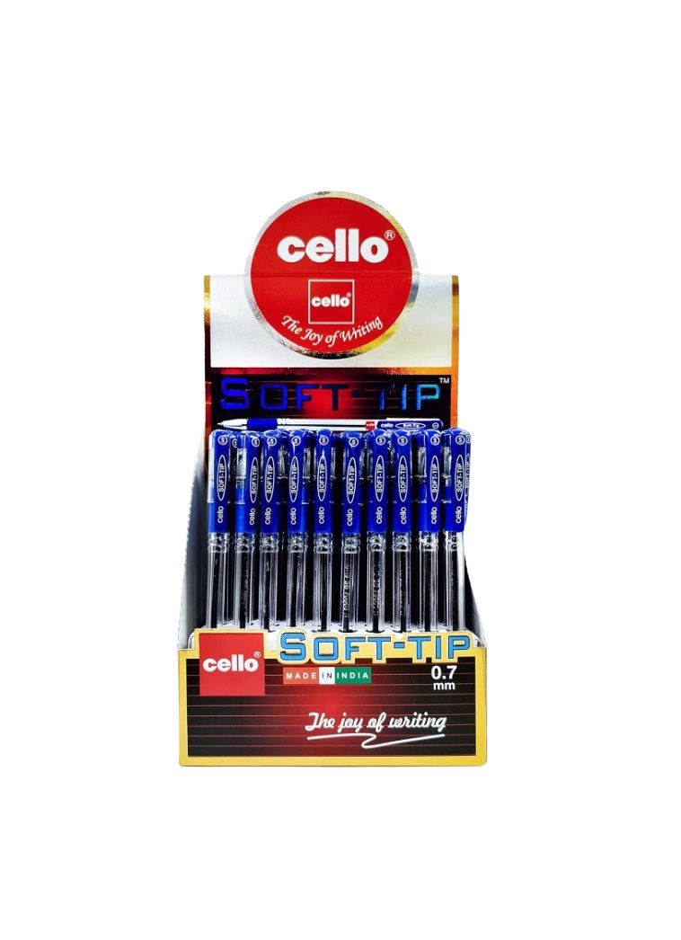 Cello Soft-Tip Ball Pen, Blue - Pack of 50