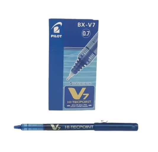 Pilot V7 Hi-Tecpoint Rollerball Pen, 0.7 mm Tip, Blue - Pack of 12