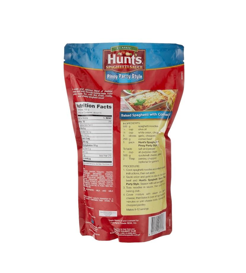 Hunts Classic Spaghetti Sauce, Pinoy Party Style - 1 kg