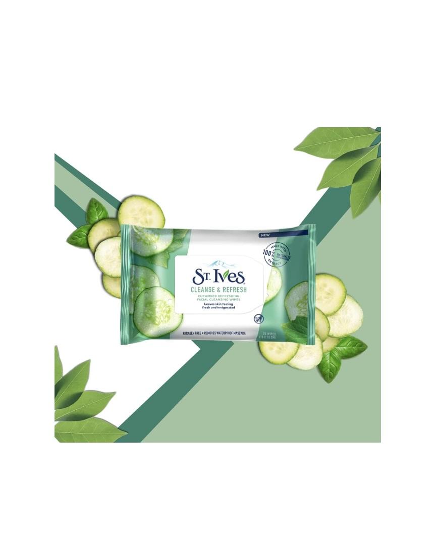 St. Ives Cucumber Refreshing Facial Cleansing Wipes - 25 Wipes