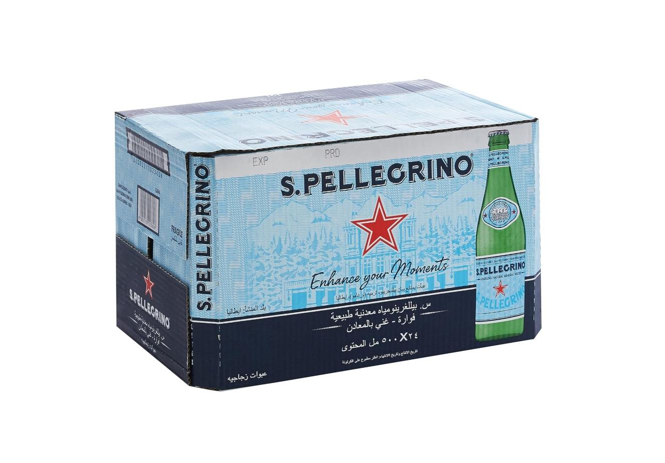 San Pellegrino Sparkling Water, Glass Bottle - 500 ml x 24