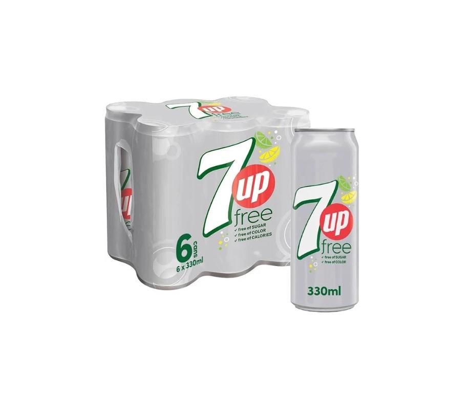 7Up Zero Sugar Softdrink, Can - 330 ml x 6