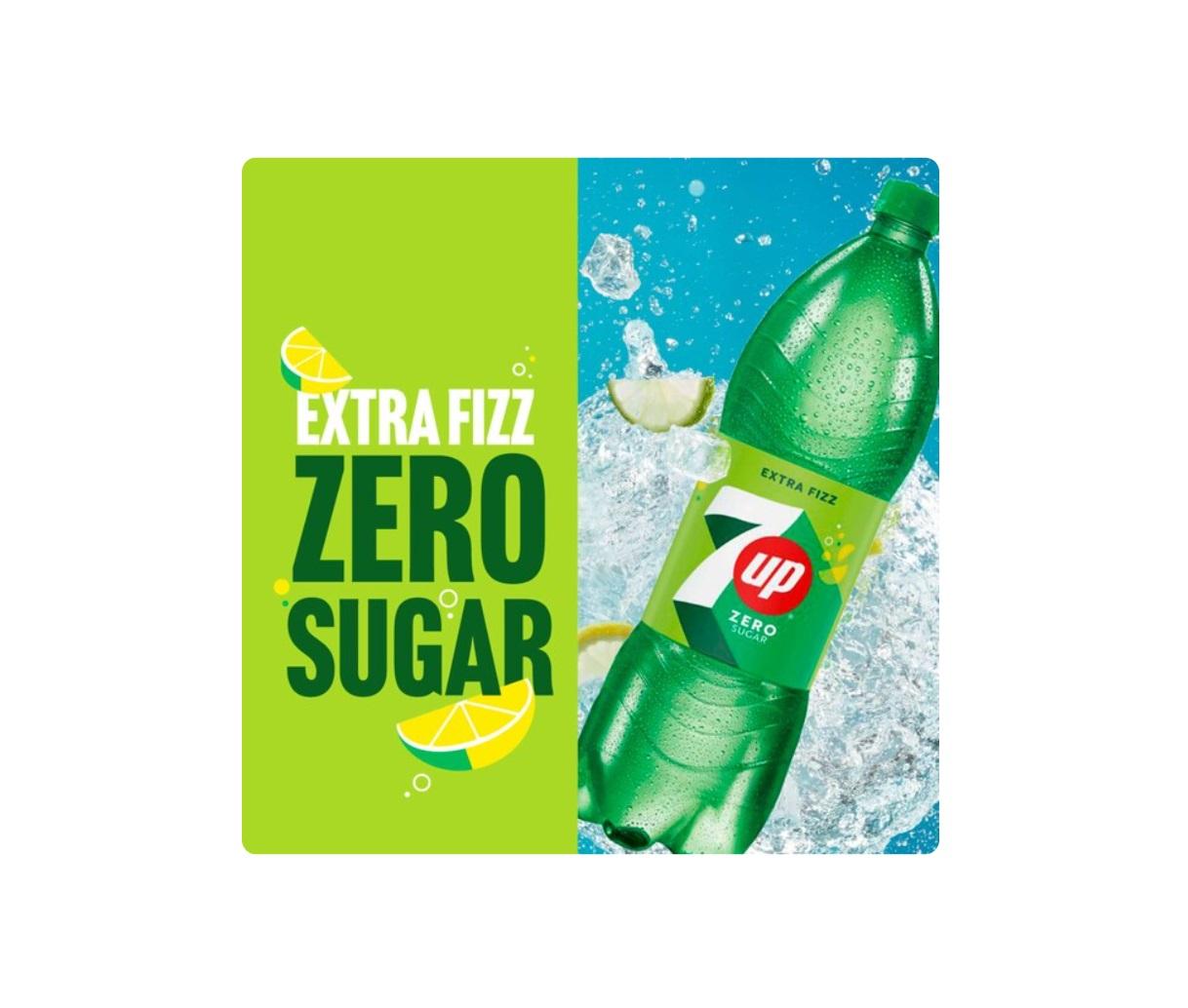 7Up Zero Sugar Softdrink, PET Bottle - 1.25 Liter x 12