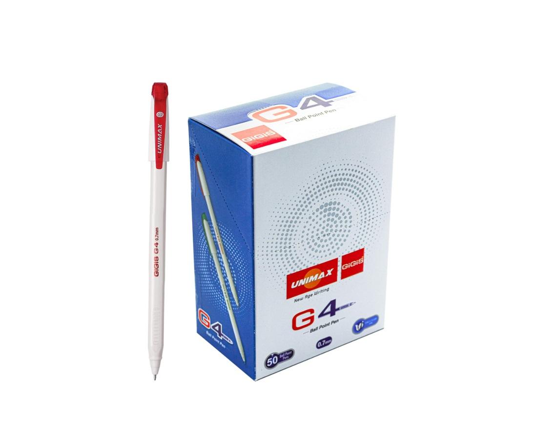 GIGIS G4 Unimax Ballpen, 07 mm, Ballpoint, Red - Pack of 50