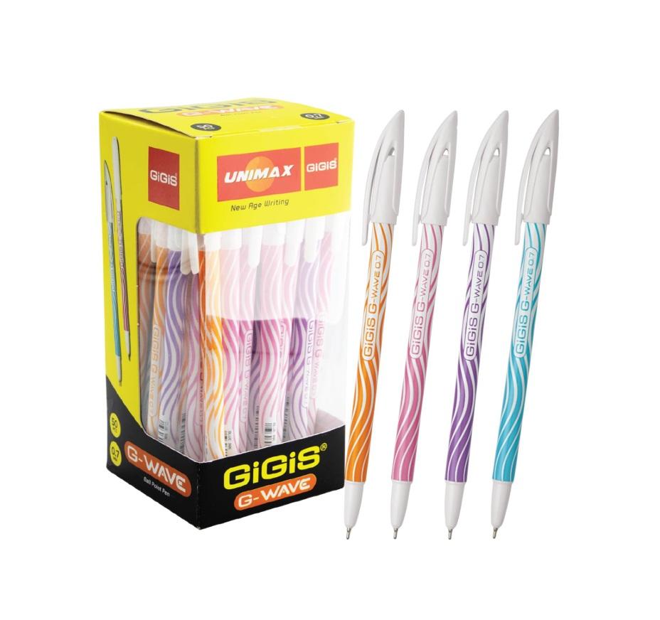 GIGIS Unimax G-Wave, .07 mm Ballpen, Blue - Pack of 50