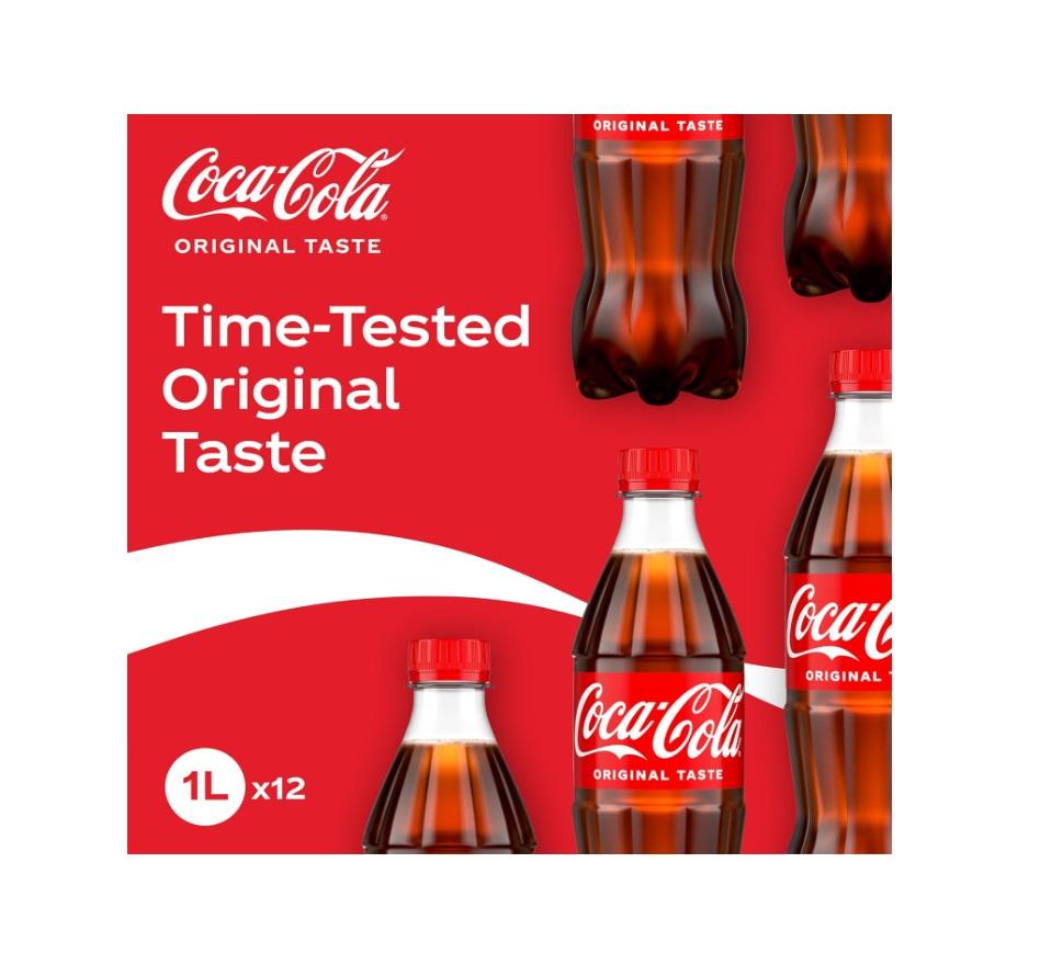Coca-Cola Regular, PET Bottle - 1 Liter x 12