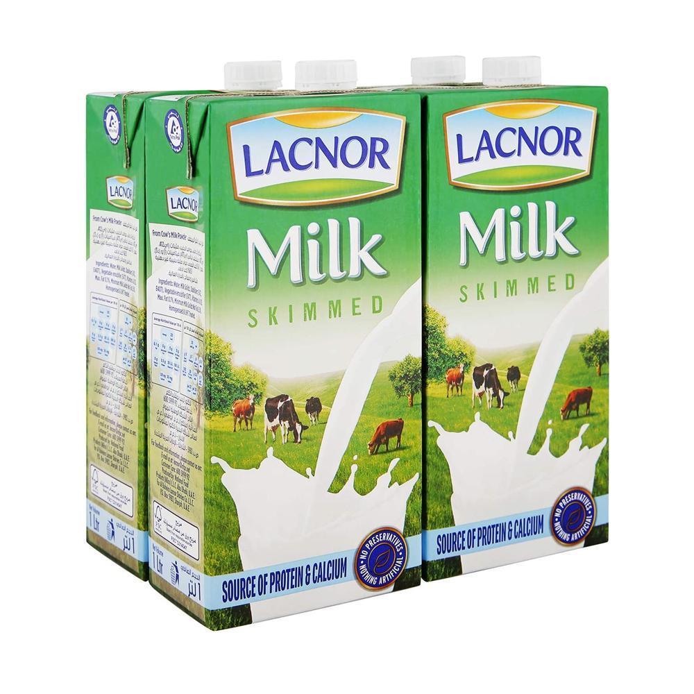 Lacnor Skimmed Milk - 1 Liter x 4