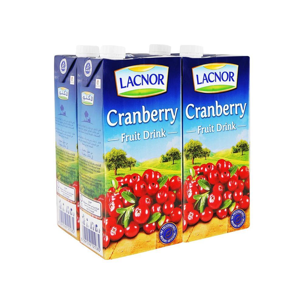 Lacnor Essentials Cranberry Juice - 1 Liter x 4